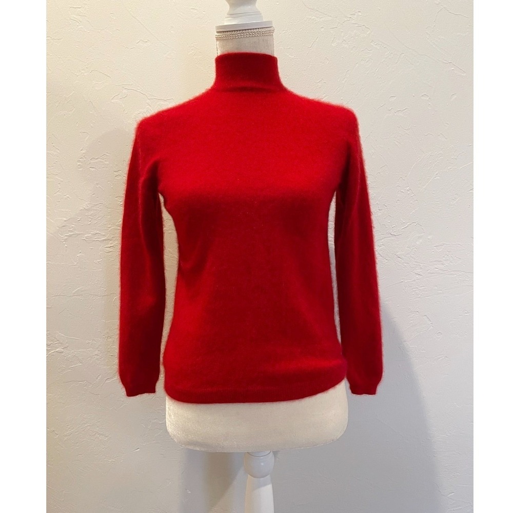 Charter Club 100% Cashmere Red Mockneck Sweater Womens Petite S CLASSIC SOFT